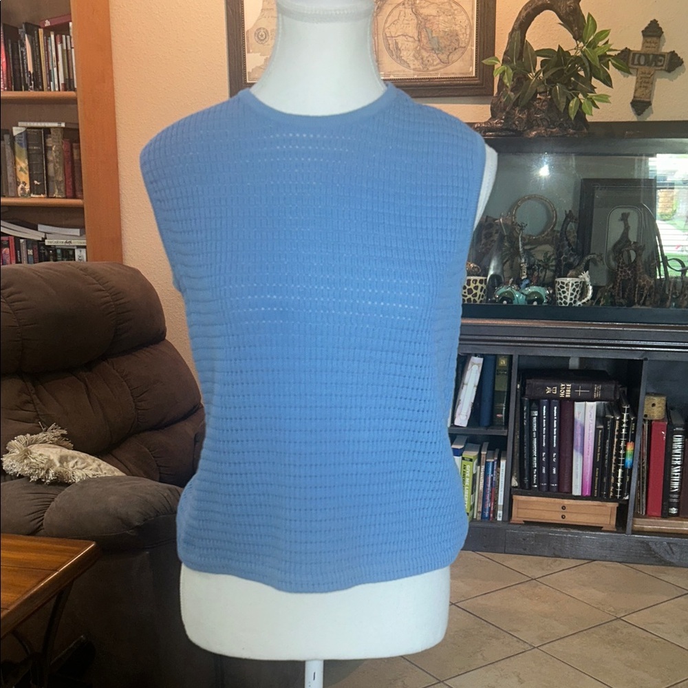 St. John Light Blue Sleeveless Knit Shell